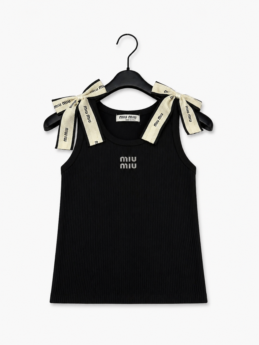 TOP MIU NOIR À NŒUDS